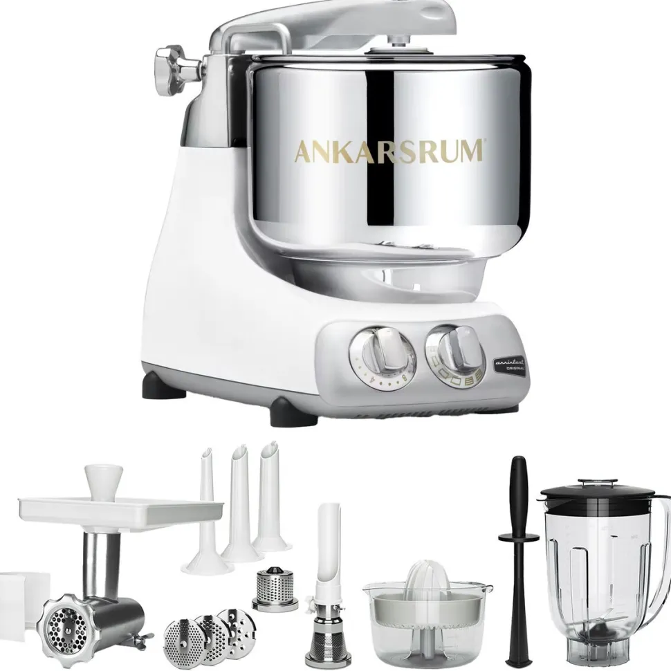 Ankarsrum Assistent Glossy White + Tillbehörspaket Deluxe