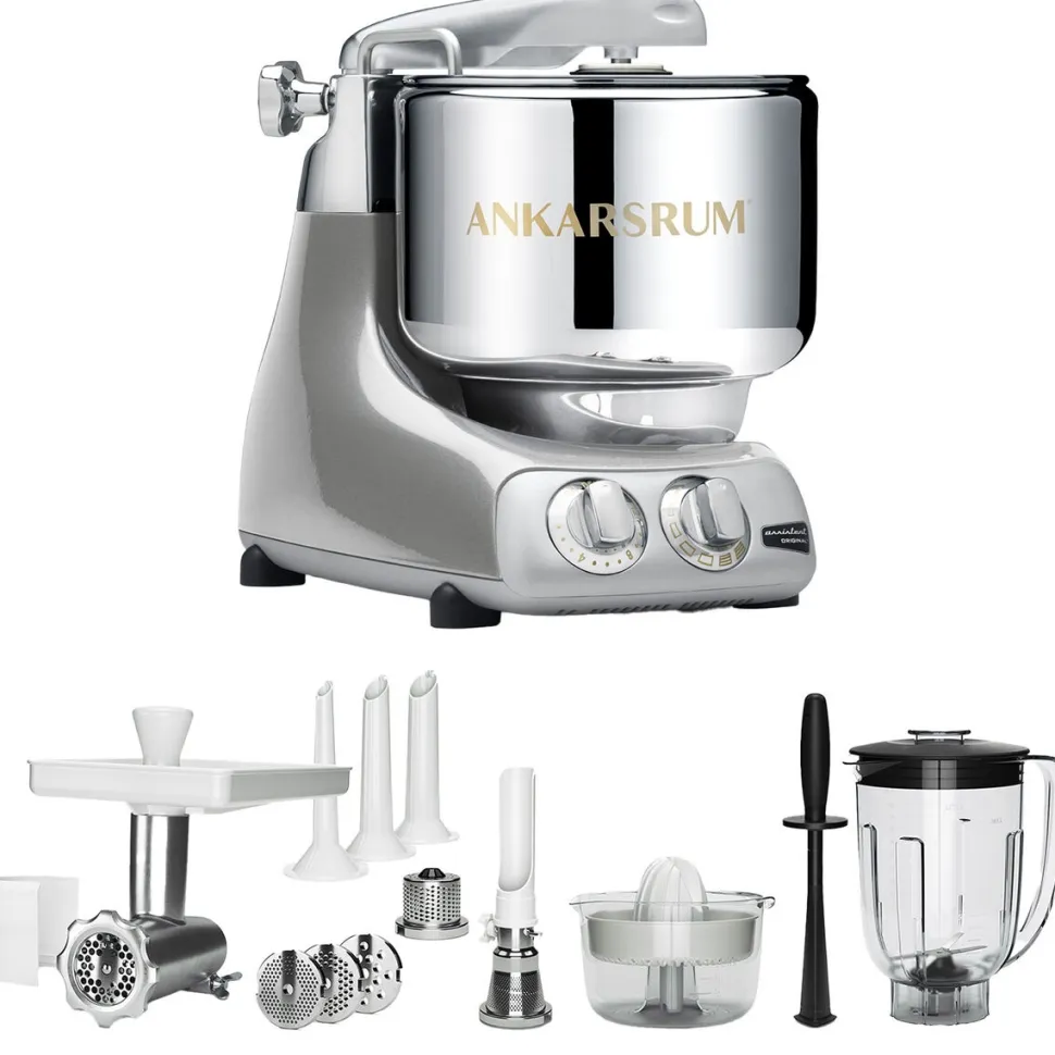 Ankarsrum Assistent Jubilee Silver + Tillbehörspaket Deluxe