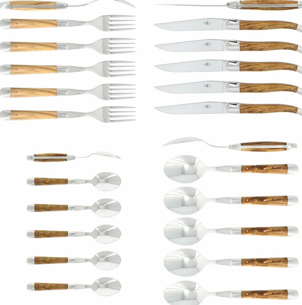 Bestickset 05, Handtag av Oliv, blank, Tradition - Forge de Laguiole
