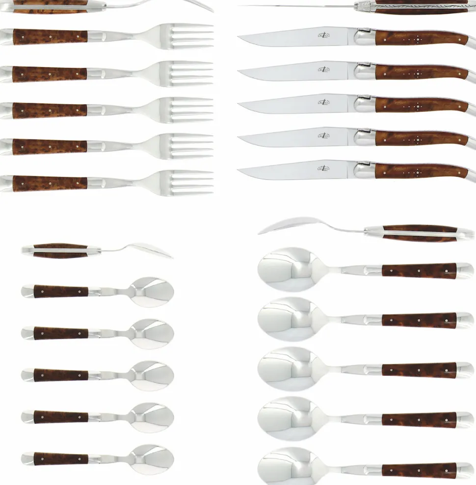 Bestickset 05, Handtag av Tuja, blank, Tradition - Forge de Laguiole