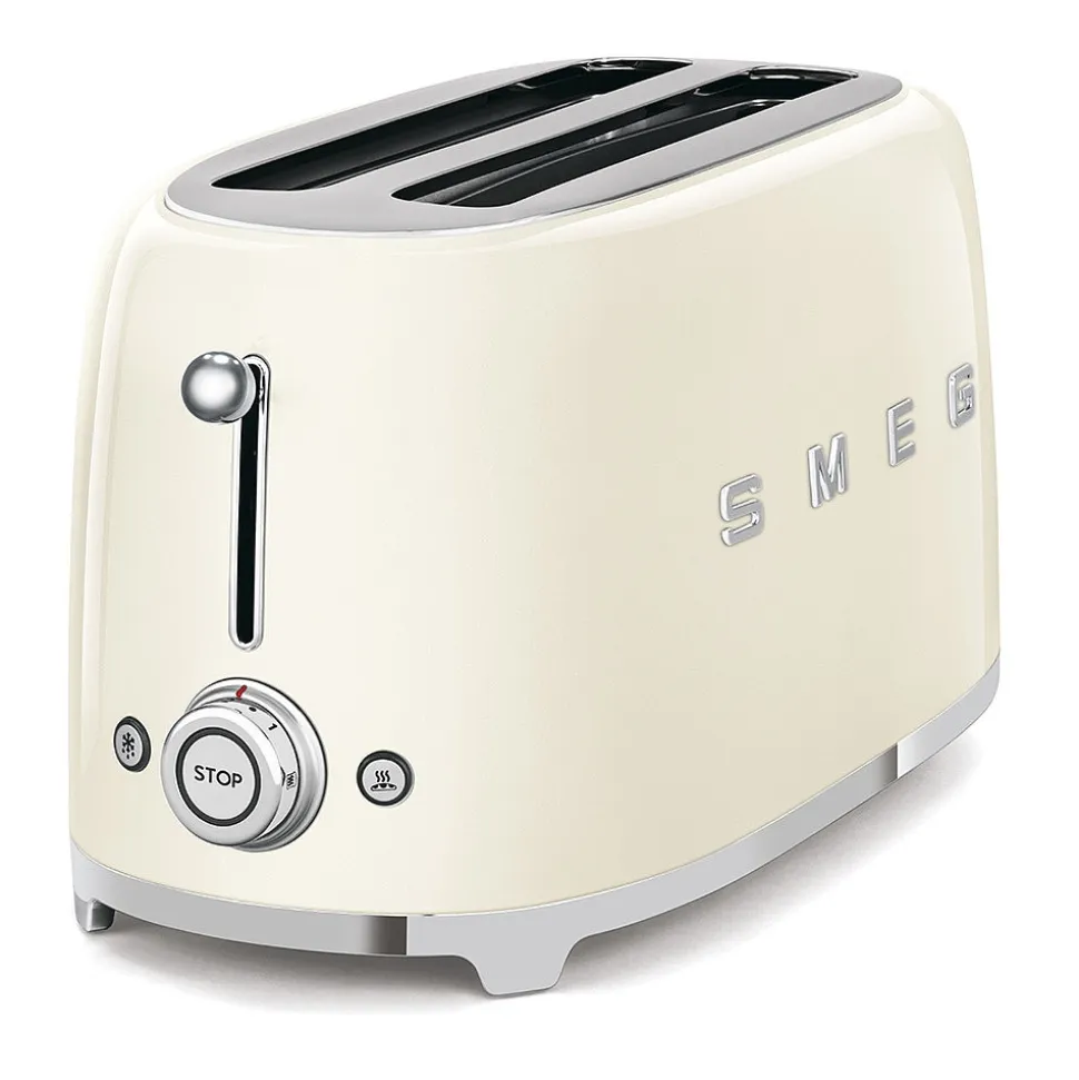 Brödrost, 4 skivor, Långa fack, Creme - Smeg