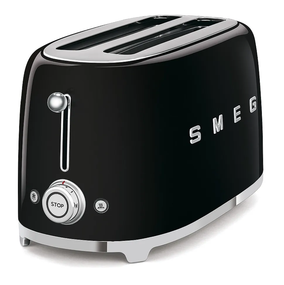Brödrost, 4 skivor, Långa fack, Svart - Smeg