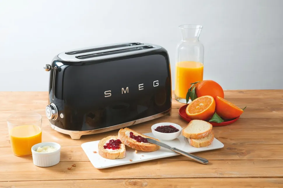 Brödrost, 4 skivor, Långa fack, Svart - Smeg