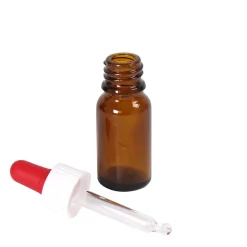Brun droppflaska med pipett i glas, 10 ml