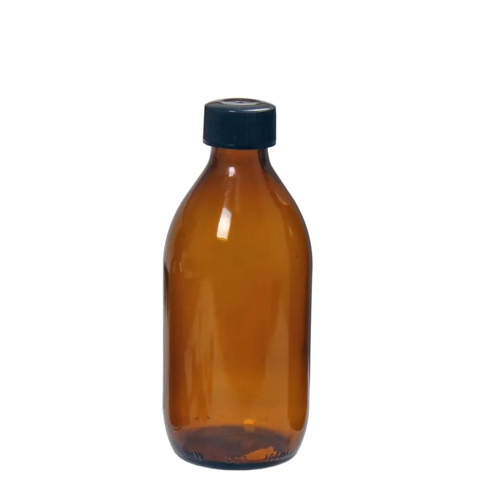 Brun glasflaska med skruvkork, 300 ml