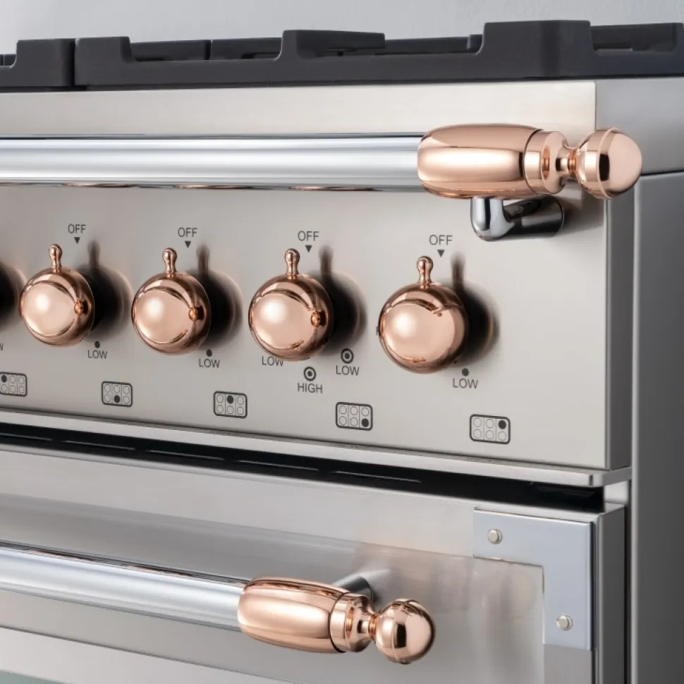 Dekorset Heritage, spis+fläkt, Blank Koppar - Bertazzoni
