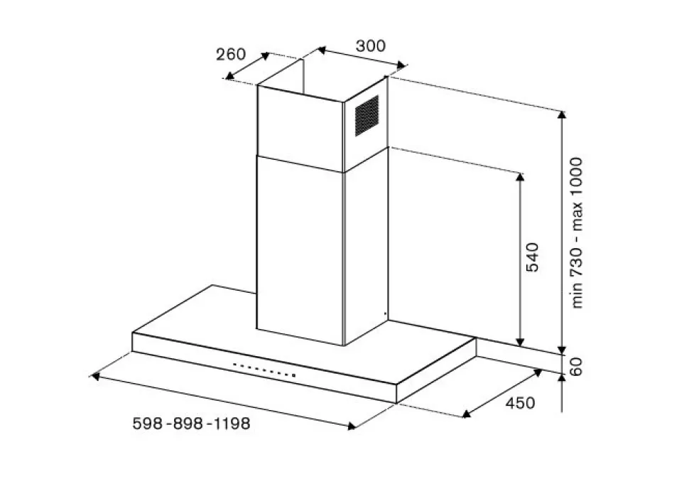Fläkt Professional, vägghängd 60 cm, Rostfri - Bertazzoni
