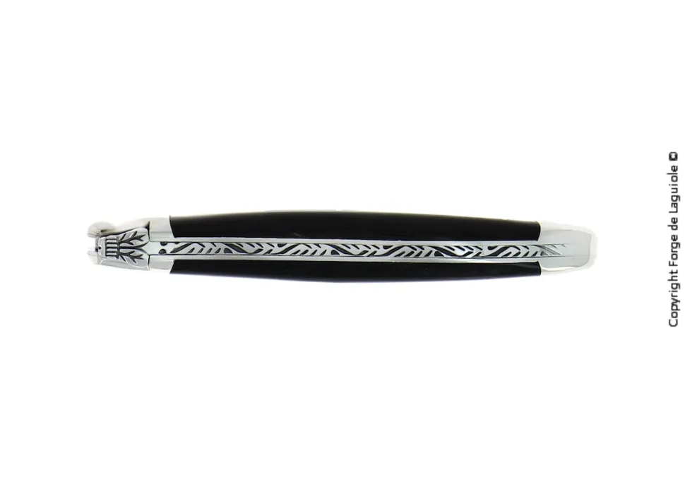 Fällkniv, 12 cm, Handtag av Mörkt Horn, blank, Tradition - Forge de Laguiole