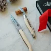 Fällkniv och sommelierkniv i mammuthorn, damaskerad - Forge de Laguiole