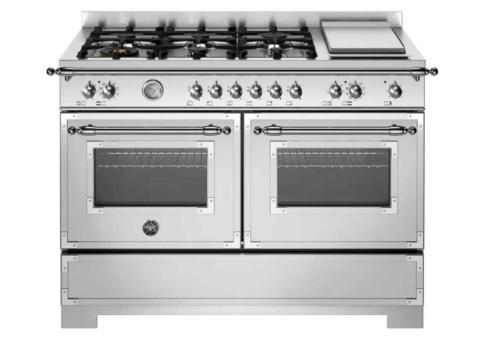 Gasspis Heritage, 120 cm, 6 brännare + stekbord, 2 ugnar, Rostfri - Bertazzoni