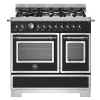 Gasspis Heritage, 90 cm, 6 brännare, 2 ugnar, Mattsvart - Bertazzoni