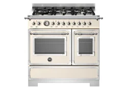 Gasspis Heritage, 90 cm, 6 brännare, 2 ugnar, Elfenbensvit - Bertazzoni