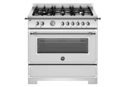 Gasspis Heritage, 90 cm, 6 brännare, 1 ugn, Rostfri - Bertazzoni