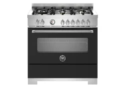 Gasspis Master, 90 cm, 6 brännare, 1 ugn, Mattsvart - Bertazzoni