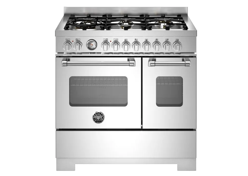 Gasspis Master, 90 cm, 6 brännare, 2 ugnar, Rostfri - Bertazzoni