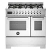 Gasspis Professional, 90 cm, 6 brännare, 2 ugnar, Rostfri - Bertazzoni