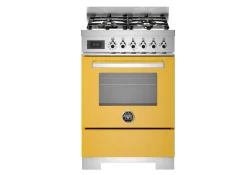 Gasspis Professional, 60 cm, 4 brännare, 1 ugn, Gul - Bertazzoni