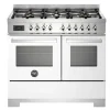 Gasspis Professional, 100 cm, 6 brännare, 2 ugnar, Vit - Bertazzoni