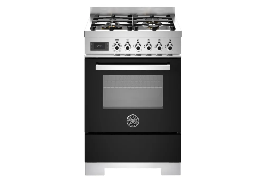 Gasspis Professional, 60 cm, 4 brännare, 1 ugn, Svart - Bertazzoni