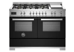 Gasspis Professional, 120 cm, 6 brännare + stekbord, 2 ugnar, Svart - Bertazzoni