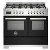Gasspis Professional, 100 cm, 6 brännare, 2 ugnar, Svart - Bertazzoni