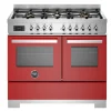 Gasspis Professional, 100 cm, 6 brännare, 2 ugnar, Röd - Bertazzoni
