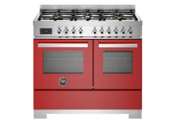 Gasspis Professional, 100 cm, 6 brännare, 2 ugnar, Röd - Bertazzoni