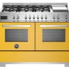 Gasspis Professional, 120 cm, 6 brännare + stekbord, 2 ugnar, Gul - Bertazzoni