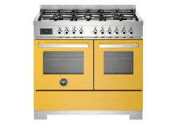 Gasspis Professional, 100 cm, 6 brännare, 2 ugnar, Gul - Bertazzoni