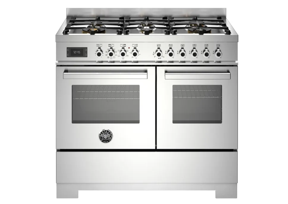 Gasspis Professional, 90 cm, 6 brännare, 2 ugnar, Rostfri - Bertazzoni