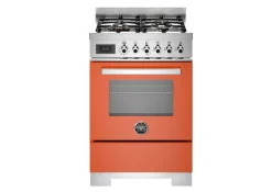 Gasspis Professional, 60 cm, 4 brännare, 1 ugn, Orange - Bertazzoni