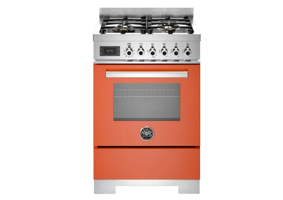 Gasspis Professional, 60 cm, 4 brännare, 1 ugn, Orange - Bertazzoni