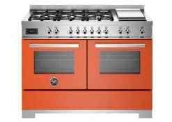 Gasspis Professional, 120 cm, 6 brännare + stekbord, 2 ugnar, Orange - Bertazzon