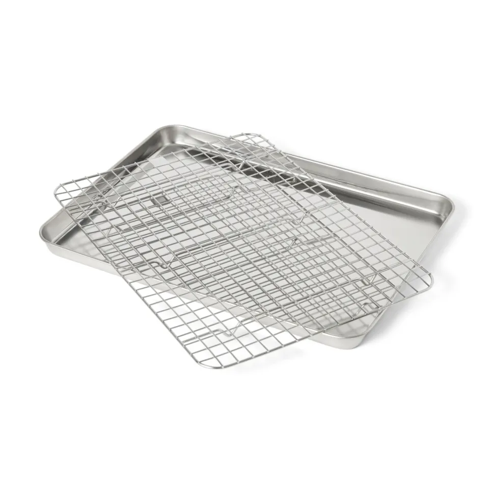 Gastrobleck/plåt med galler, 40,5x30,5 cm, rostfritt stål - Culimat