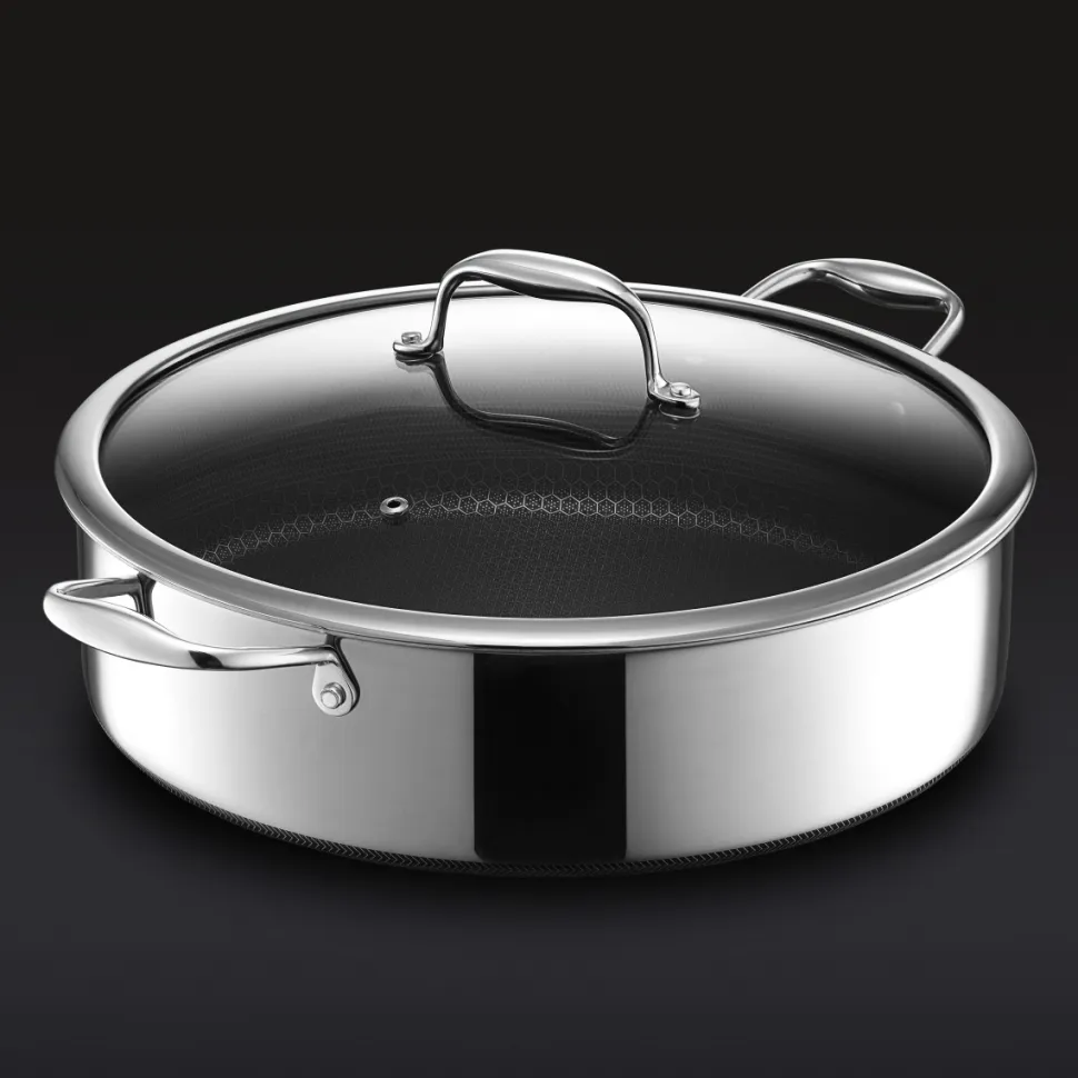 Gryta med glaslock, nonstick, 6,6 L - Hexclad