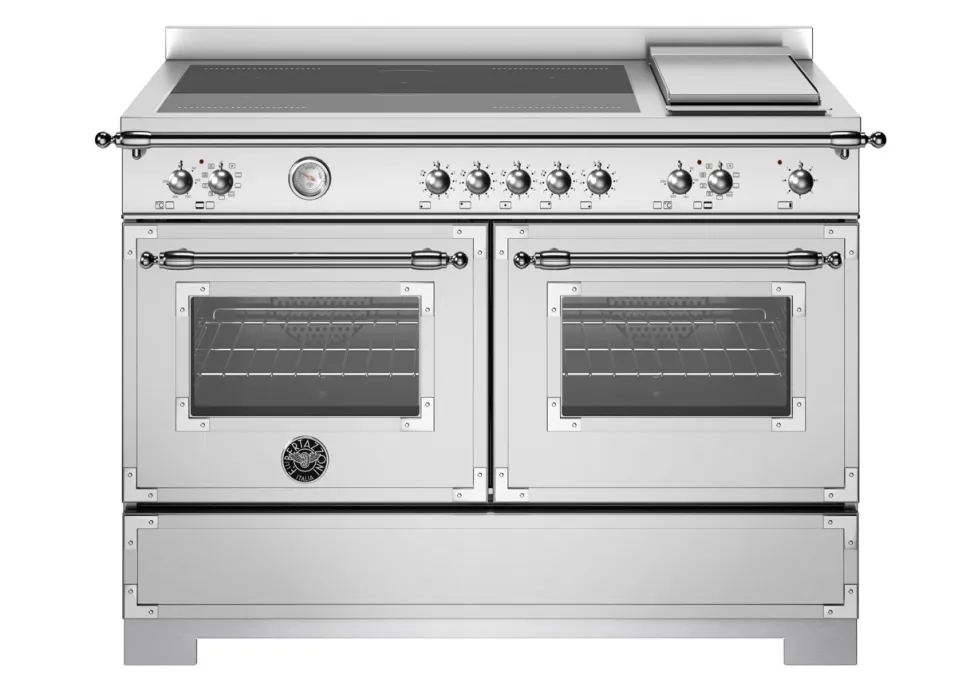 Induktionsspis Heritage, 120 cm, 5 zoner + stekbord, 2 ugnar, Rostfri - Bertazzo