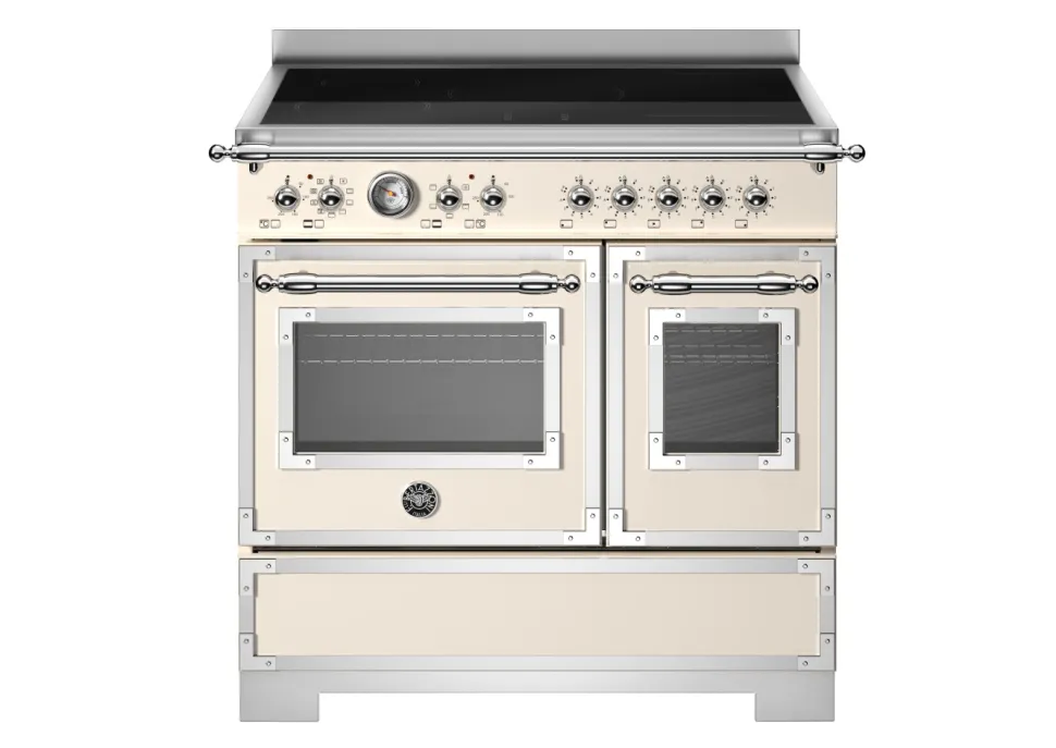 Induktionsspis Heritage, 90 cm, 5 zoner, 2 ugnar, Elfenbensvit - Bertazzoni