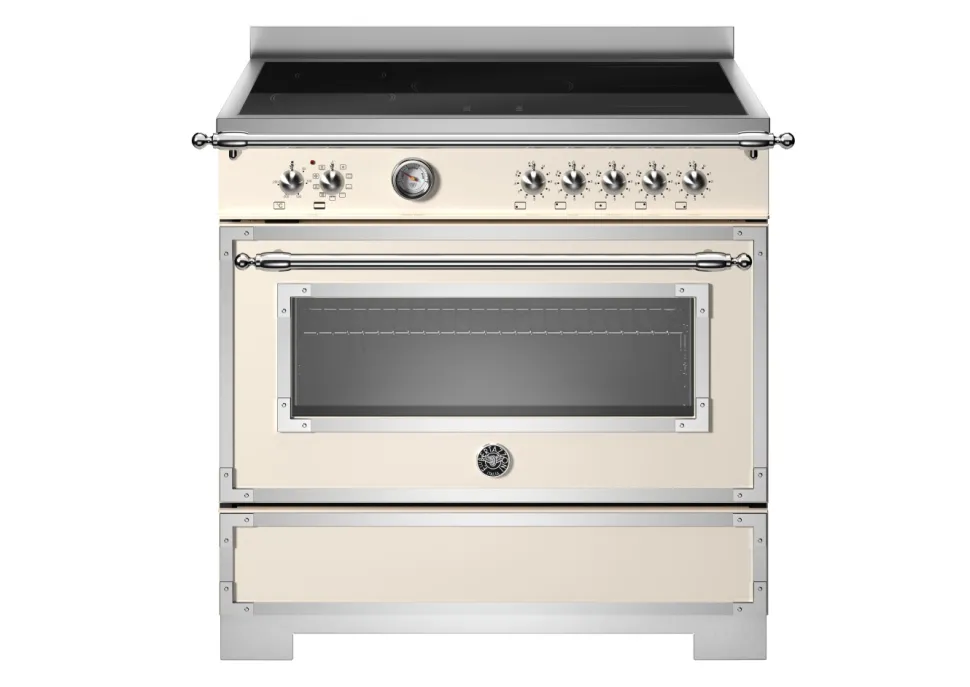 Induktionsspis Heritage, 90 cm, 5 zoner, 1 ugn, Elfenbensvit - Bertazzoni