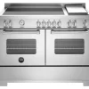 Induktionsspis Master, 120cm, 5 zoner + stekbord, 2 ugnar, Rostfri - Bertazzoni
