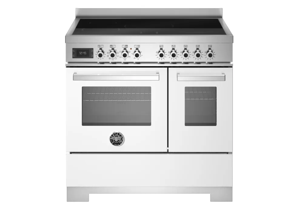Induktionsspis Professional, 90 cm, 5 zoner, 2 ugnar, Vit - Bertazzoni