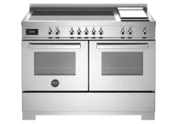 Induktionsspis Professional, 120 cm, 5 zoner + stekbord, 2 ugnar, Rostfri - Bertazzoni