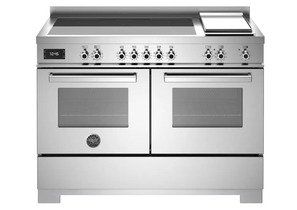 Induktionsspis Professional, 120 cm, 5 zoner + stekbord, 2 ugnar, Rostfri - Bertazzoni