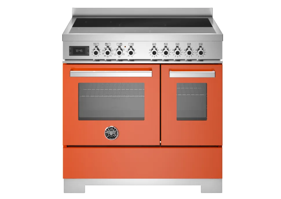 Induktionsspis Professional, 90 cm, 5 zoner, 2 ugnar, Orange - Bertazzoni