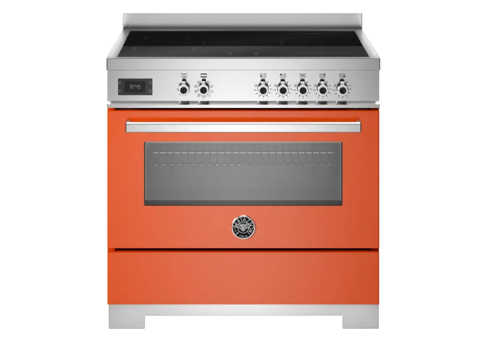 Induktionsspis Professional, 90 cm, 5 zoner, 1 ugn, Orange - Bertazzoni