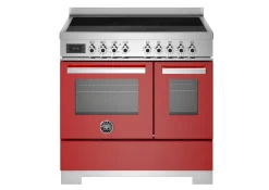Induktionsspis Professional, 90 cm, 5 zoner, 2 ugnar, Röd - Bertazzoni