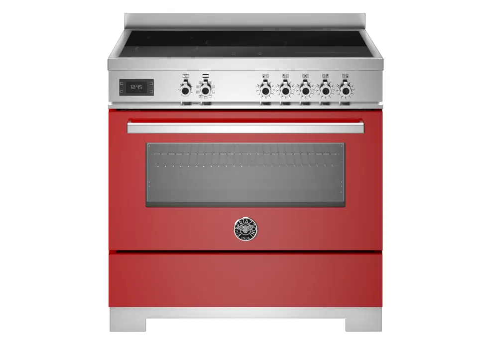 Induktionsspis Professional, 90 cm, 5 zoner, 1 ugn, Röd - Bertazzoni