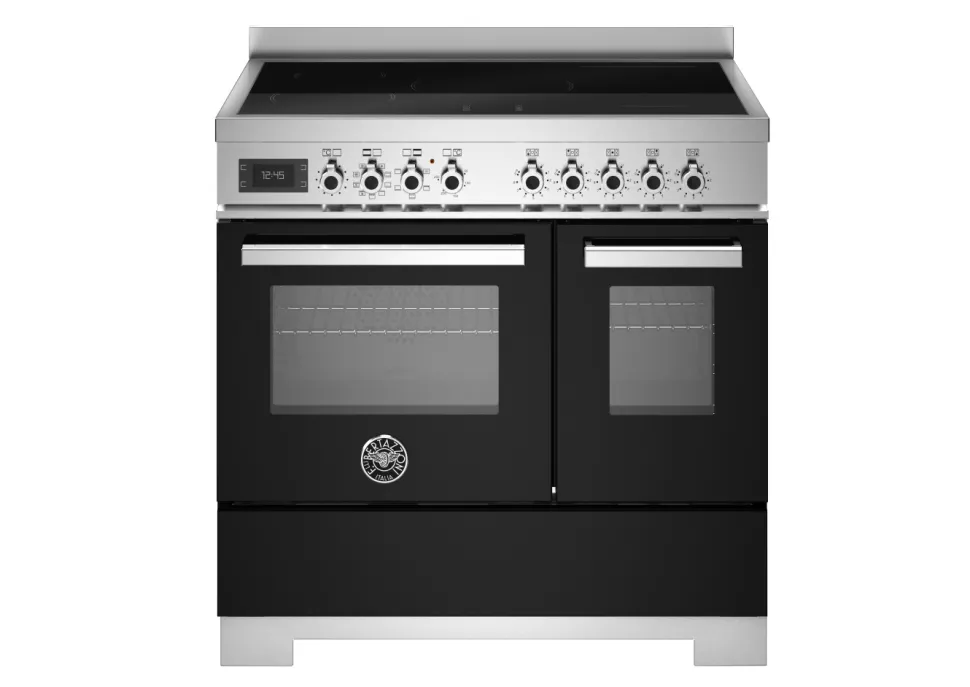 Induktionsspis Professional, 90 cm, 5 zoner, 2 ugnar, Svart - Bertazzoni