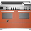 Induktionsspis Professional, 120 cm, 5 zoner + stekbord, 2 ugnar, Orange - Bertazzoni