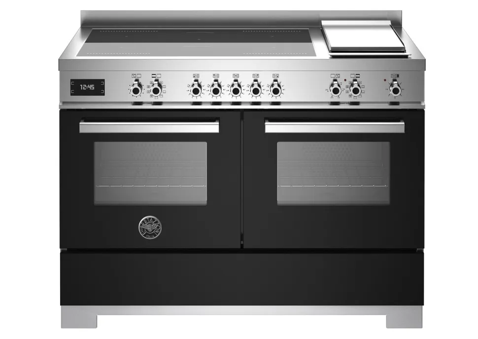 Induktionsspis Professional, 120 cm, 5 zoner + stekbord, 2 ugnar, Svart - Bertazzoni