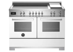 Induktionsspis Professional, 120 cm, 5 zoner + stekbord, 2 ugnar, Vit - Bertazzoni